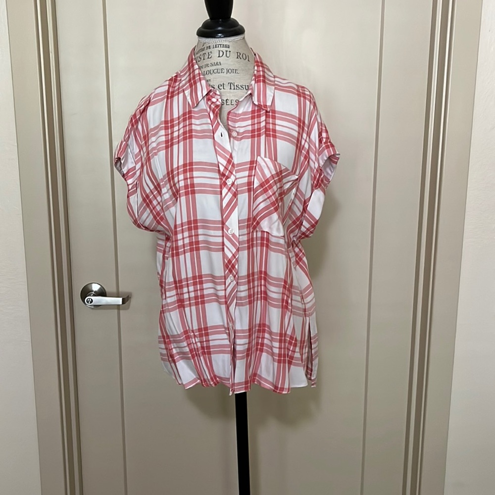 Plaid cotton blouse with pocket